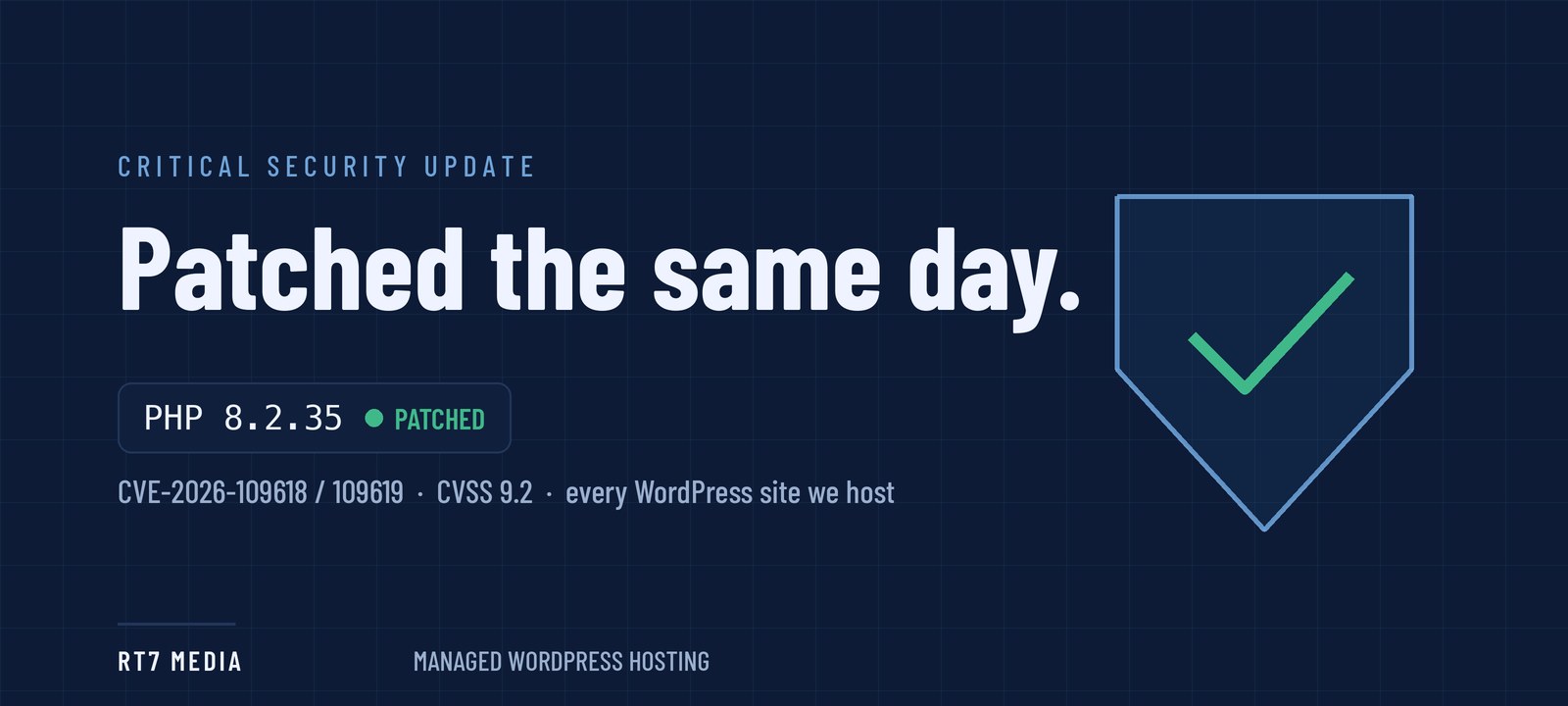 When a Critical PHP Vulnerability Dropped This Week, Every Site We Host Was Patched the Same Day